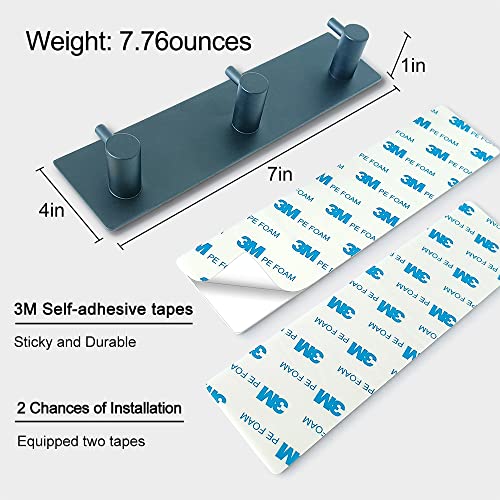 Key Holder for Wall with 2 Self-Adhesive Tapes, No Damage Key Holder Rack for Wall with 3 Key Hooks for Entryway, Door, Bathroom, Kitchen(Black) - Image 4