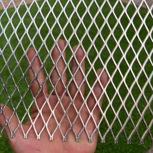 FengYoo Hojas expandidas y perforadas de acero inoxidable de 36 x 18 pulgadas, calibre 14, agujeros de 0.4 x 1 pulgada, rejilla de metal, alambre de valla, valla de privacidad, malla de puerta, malla