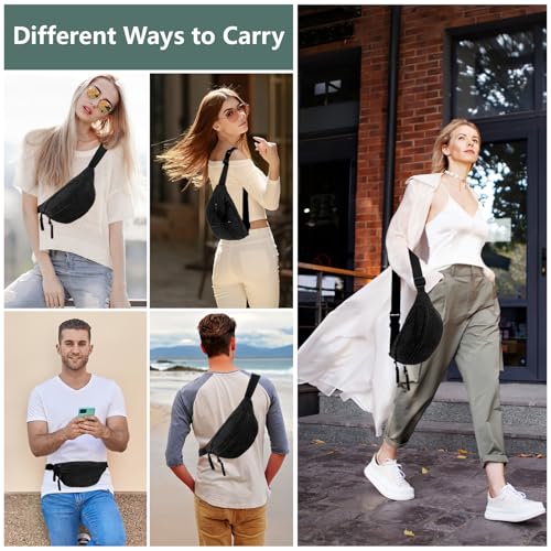 Bauchtasche Cord, Crossbody Bag Damen, Cord Umhängetasche, Modische Gürteltasche mit Schultergurt Einstellbar, für Damen Herren Outdoor Sport, Reise, Schule, Arbeit, (Schwarz)