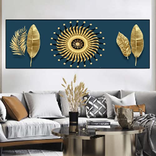 Impression sur toile abstraite dorée géométrique affiche murale salon moderne 50x150 cm sans cadre