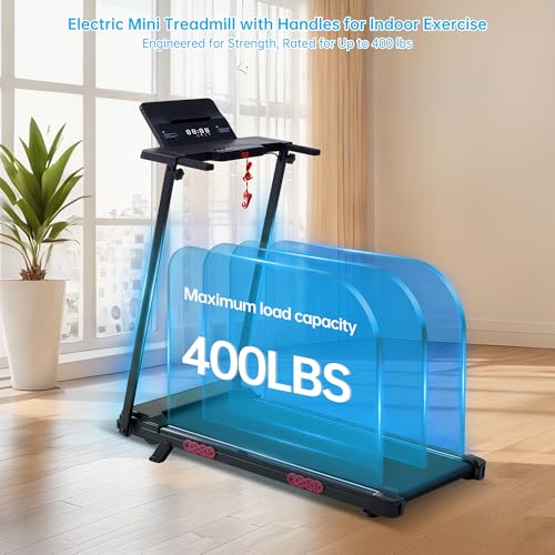 Image of Electric Treadmills for Home Exercising, 0.6-10MPH Portable Treadmills for Home Small Spaces, 3.5HP Mini Treadmills with Handles, 400LB Walking Pad Treadmill with Handle Bar and Incline