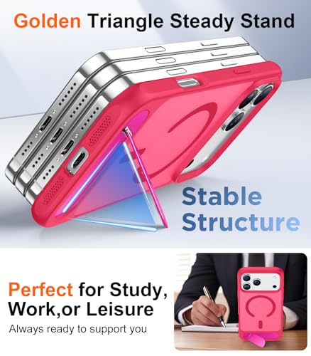 Image of Designed for iPhone 17 Pro Max Case, [Built-in Invisible Kickstand][Compatible with MagSafe][Military Grade Shockproof] Slim Translucent Matte Phone Case 6.9 inch (Hot Pink)