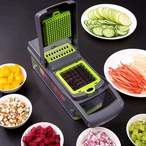 Vegetable Chopper Slicer, Food Chopper D L D Onion Dicer Veggie Slicer Cutter with Multi-Functional Interchangeable Blades Cheese Grater for Garlic Carrot Potato Tomato Fruit Salad