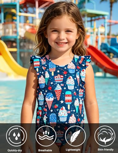 Image of RAISEVERN Baby Girls Swimsuit Ruffles Bathing Suits Cute Beach Sport Swimming Backless Summer One Piece Swimwear 2-7 Years