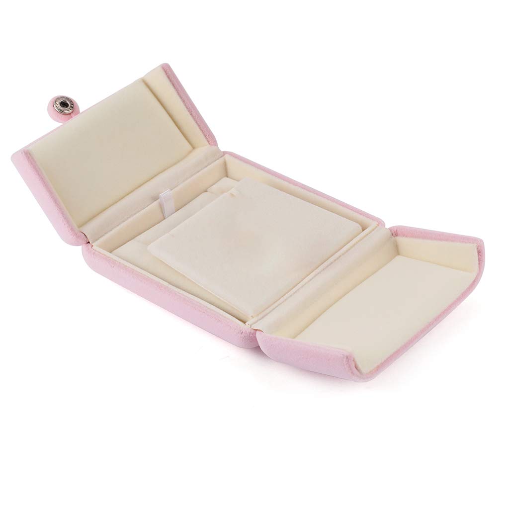 Rolin Roly Pendant Box Large Velvet Gift Box Elegant Flocked Jewelry Displays Boxes Soft Storage Box for Pendant Bracelet and Necklace Pink