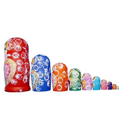 YAKELUS Matroschkas Stücken handgemacht Das Lindenholz Geschenk Spielzeug Matruschka Russian Nesting Dolls professione 002lle Matrjoschka-Marke (1051(10piece))