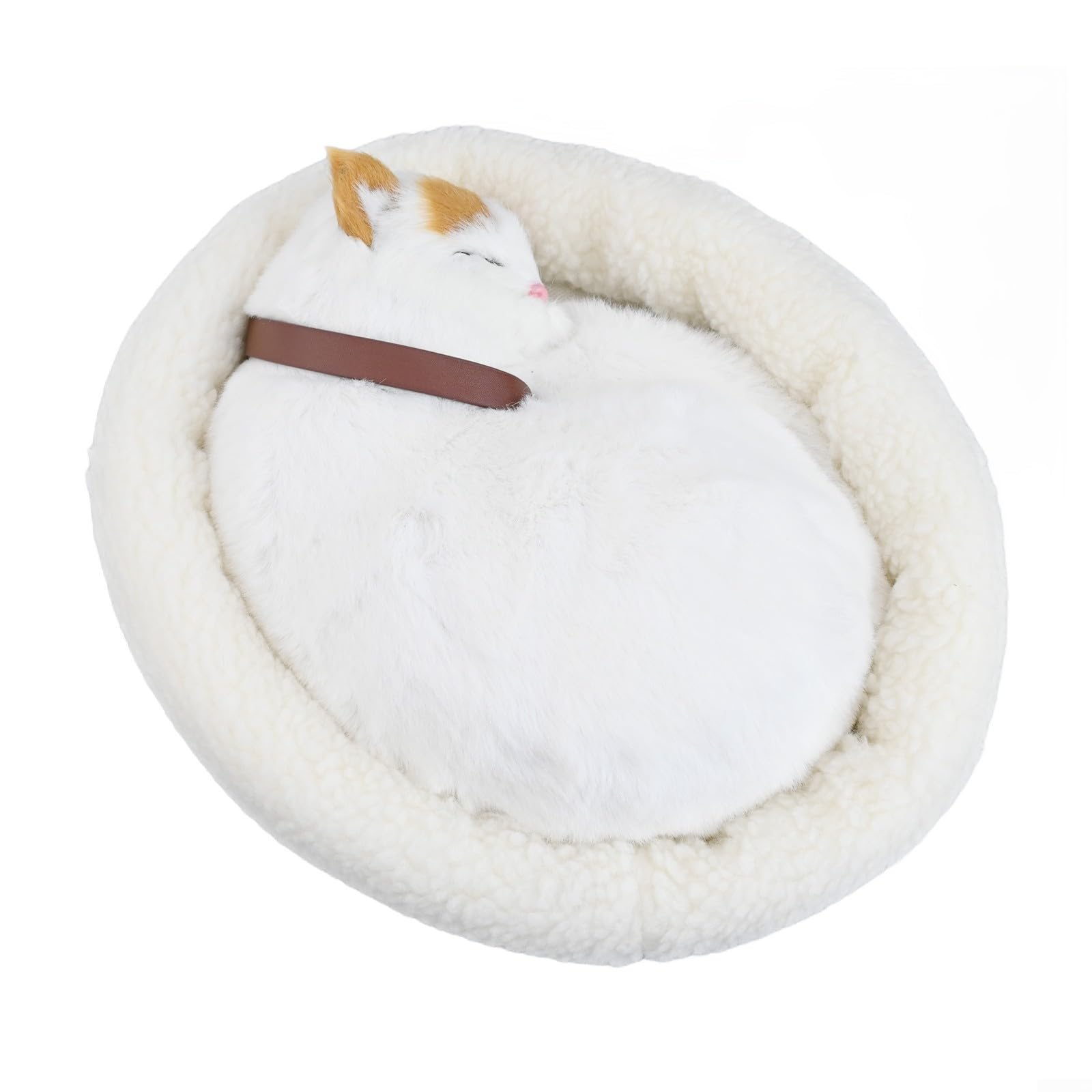 Simulierte schlafende Katze, Plüsch-Ornament mit weichem Material und realistischer Atmungsfunktion für Heimdekoration und Lernzwecke (gelbe Ohrenkatzen)