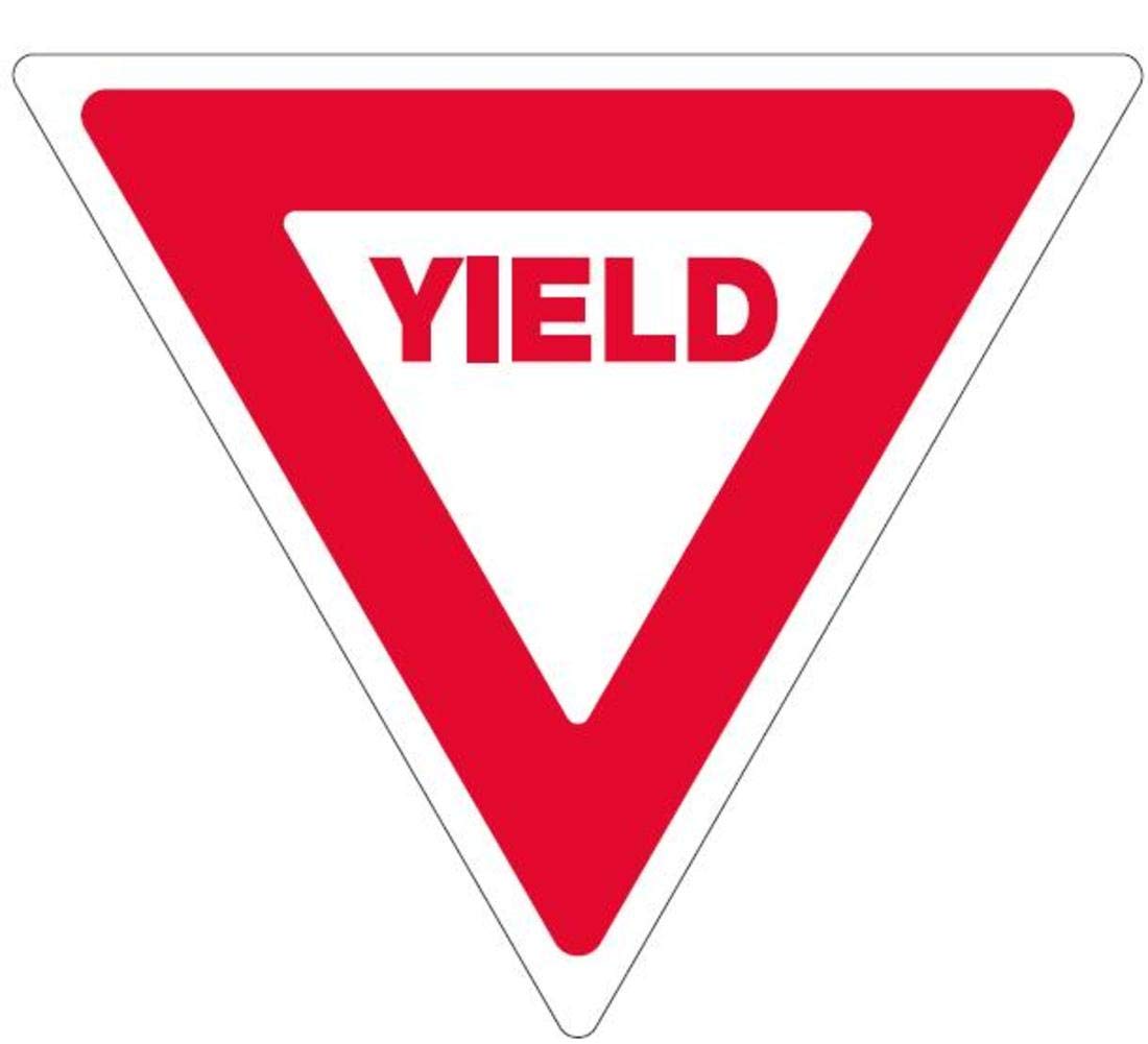 Plastic Reflective Sign 12" Yield on White Background - 499 Y WR