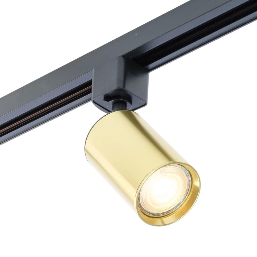 Qub Focus III – Système d’éclairage LED monophasé – 2 rails de 1m (200cm) – 5 spots GU10 orientables – or – plafonnier moderne – pour cuisine, salon, salle à manger