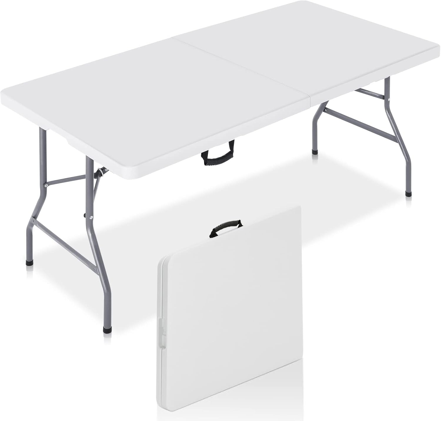ABCCANOPY 4ft Plastic Folding Table,Heavy Duty Picnic Table w/Handle for Indoor Outdoor, 48x24 Inches