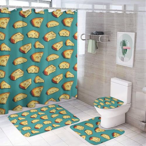 Accesorios de decoración para baño completo con cortina de ducha y tapetes 2