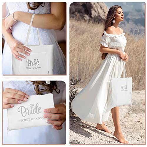 Tudomro 4 Pcs Bride Wedding Slippers Bridal Gifts Bride Bridesmaids Short Satin Robes Bride Tote Carry Bags4