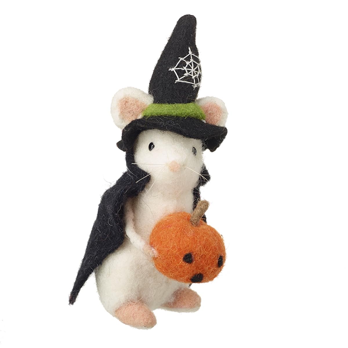 Heaven Sends Multicolor Felt Witch Mouse With Pumpkin Halloween Decoration