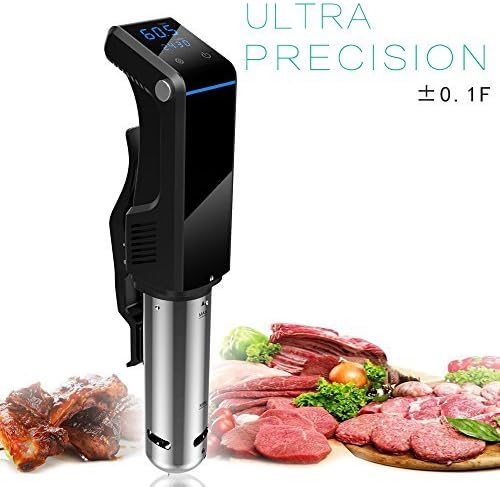 Digital Sous Vide Cooker Immersion Circulator, Quiet & Accurate, Durable Stainless Steel Stick, Time & Temperature Control, 120V 800 Watts Black