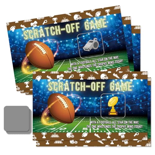 THEBESTU 50 Pcs Football Theme Scratch Off Game Cards Rugby Scratch Cards for Baby Shower Birthday Party Sports Lottery Group Games Enterprises Activity Supplies for Football Lovers Football Party