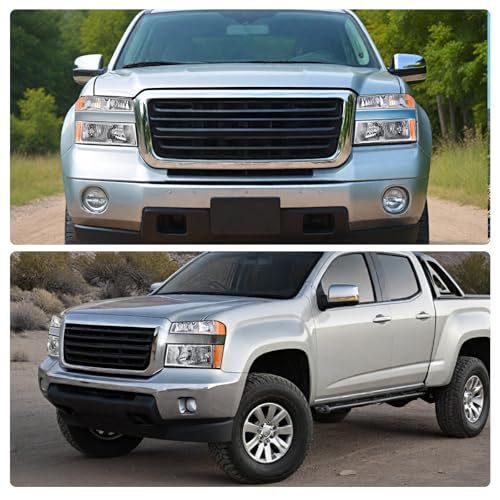 Image of OEDRO Headlights Assembly Compatible with 2004-2012 Chevy Colorado / 2004-2012 GMC Canyon / 2006-2008 Isuzu i-Series Replacement Headlamp with Bumper Light Chrome Housing Clear Lens Amber Reflector
