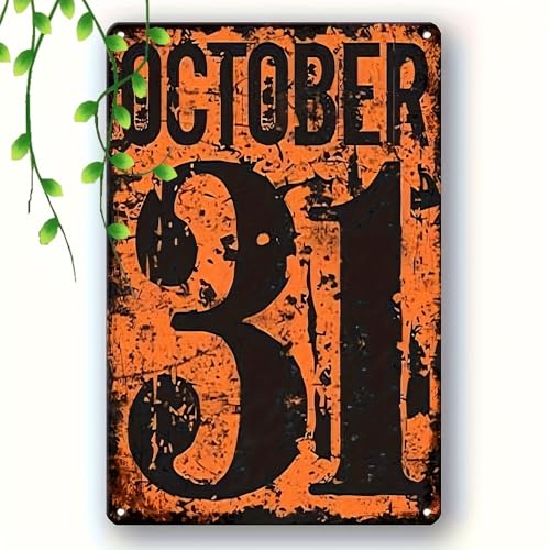 Vintage Halloween Metal Sign - 8x12 Retro Aluminum Wall Art for Home Room Garage Garden Coffee Bar Porch & Bathroom Decor Metal Outdoor Wall Decor