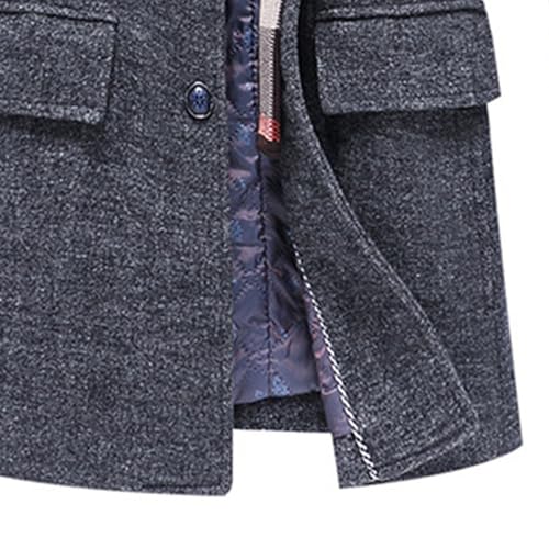 Men's Stylish Wool Blend Coat With Detachable Soft Plaid Scarf Classic Business Single Breasted Winter Trench 6