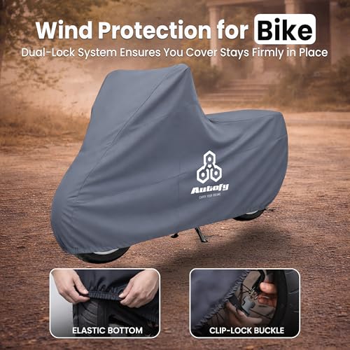 Image of Autofy Hydra 100% Waterproof Lab Tested Bike Cover for All Two Wheeler Upto RE Size with Carry Bag Bike Rain Cover Bike Body Cover Waterproof Heat Sealed Stitches UV Protection Assorted Colour