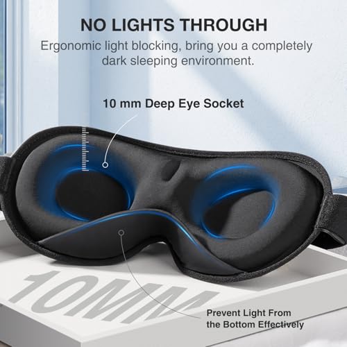 Umisleep Sleep Mask, Women Men 2026 3D Weighted Eye Mask Blocking Lights Sleeping Mask, Relieve Stress, Headache Eye Cover Adjustable Strap,120g Blindfold for Travel/Nap/All Night Sleeping - Image 5