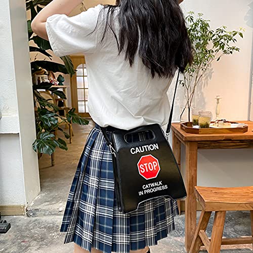 Caution Stop Sign Catwalk in Progress Funny Purse Messenger Bag Shoulder Crossbody Bag for Women4