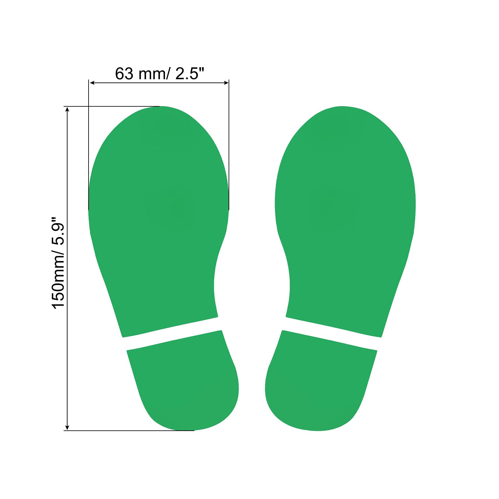 PATIKIL 6x2.5" Footprint Sticker, 8 works PVC Shoes Floor Decal Sign for Class Decor Stair Guide Green - Image 2