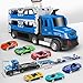 Dowellin Carrier Trucks Toys for Kids, 4.6-FT Foldable 3 Layer Race Track Ejection Car and 6 Race Cars with Light&Sounds,Transport Truck Toddlers Toys Gifts for 3 4 5 6+ Year Old Boys Girls
