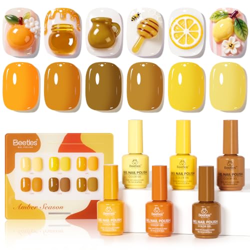 Beetles Fall Gel Nail Polish Set - Amber Season, 6 Colors with Color Card