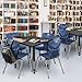 Romig Trek 42 in. Square Adjustable Classroom Table- Grey & 4 Andy 18 in. Stack Chairs- Blue
