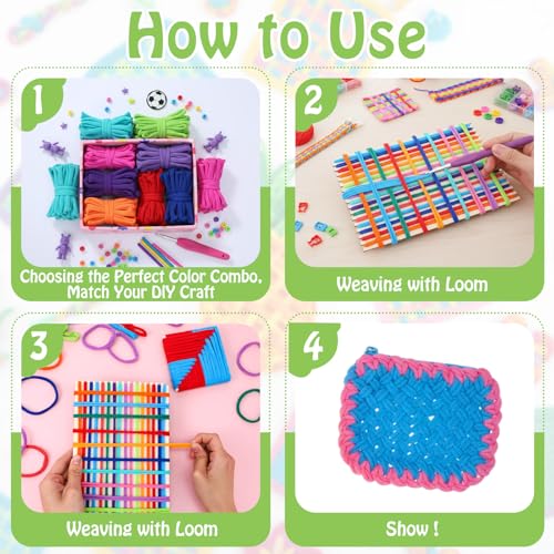 Image of Oqqlin 1200 Pcs Weaving Loom Refill Loops, 7 Inch Potholder Loops PU Elastic Colorful Loom Rubber Bands Colorful DIY Weaving Craft Bands for Adults, Craft Enthusiasts (12 Colors)