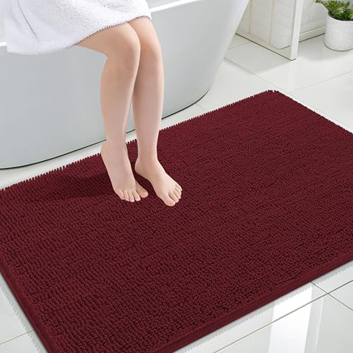 Image of OLANLY Large Bathroom Rugs 47x32, Soft Absorbent Chenille Bath Rugs, Rubber Backing Quick Dry, Machine Washable Bath Mats for Bathroom Floor, Tub and Shower, Home Decor Accessories, Andorra Red-Brown