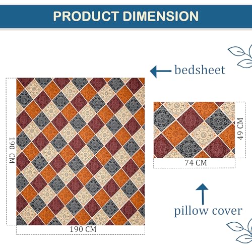 Image of Kuber Industries Cotton 150 TC Double Bedsheet With 2 Pillow Covers | Machine Washable Soft Bedsheet For Living Room, Home & Hotels | Rangoli Design - Brown & Black
