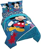 Jay Franco Kids Comforter Set Includes Sheets and Pillow Covers - Soft and Cozy Bed Set for Stylish Room Decor, Blue - Mickey Mouse, 7 Piece Full Bedding