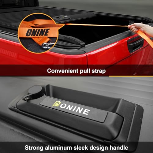 Image of ONINE Pull-Lock-Go Retractable Hard Tonneau Cover Custom fit 2023-2026 Ford Ranger 5ft Bed (60 inch), Aluminum Matte Black, Compatible for Crossbar and Cargo Racks.