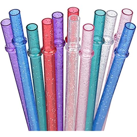 DAKOUFISH 11 Inch Reusable Glitter Drinking Straws Cover