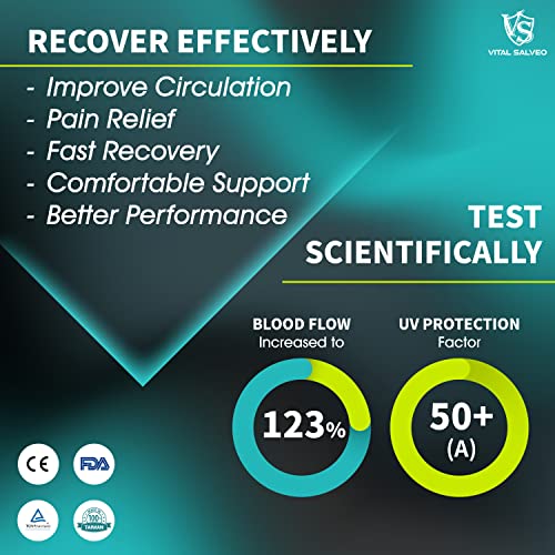 vital salveo -germanium recovery compression sports full leg sleeve length thigh calf long knee sleeve with uv protection support single tight for basketball arthritis men and women 1 pc-large