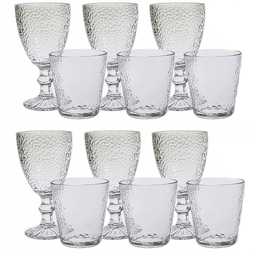 Set 12 Bicchieri 6 acqua 6 vino calici con piede in Vetro trasparente da tavola Eleganti Stile Raffinatezza in casa per Ogni Tavola e Occasione bar hotel ristorante