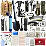 Erste-Hilfe-Set – Notfall-Kasten – 16 Multifunktionswerkzeuge und mehr als 60 Erste-Hilfe-Teile – sehr umfassend – praktisch – leicht – Beige