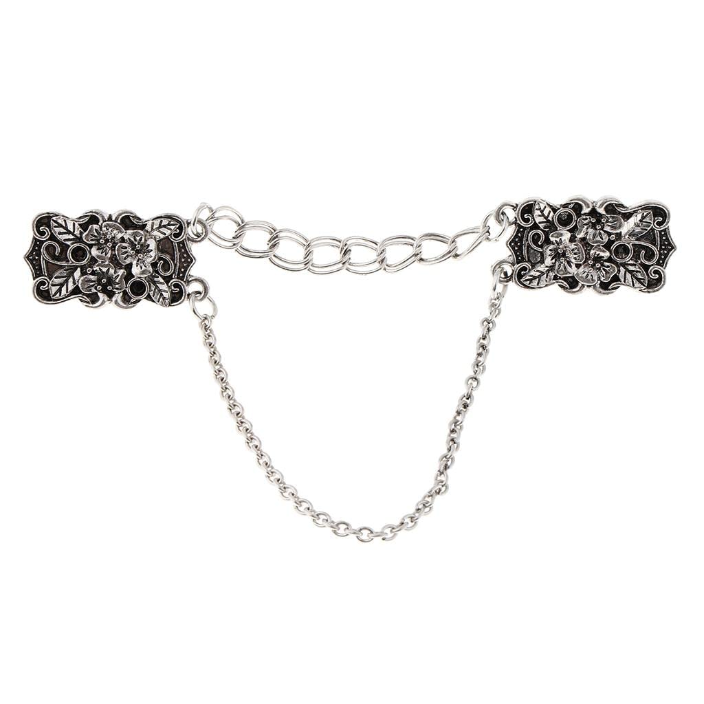 CALANDIS® Antique Silver Flower Cardigan Clips Shawl Shrug Sweater Collar Clasps Chain | Costumes, Reenactment, Theater | Accessories (B0D98B4J6C) Amazon Price History, Amazon Price Tracker