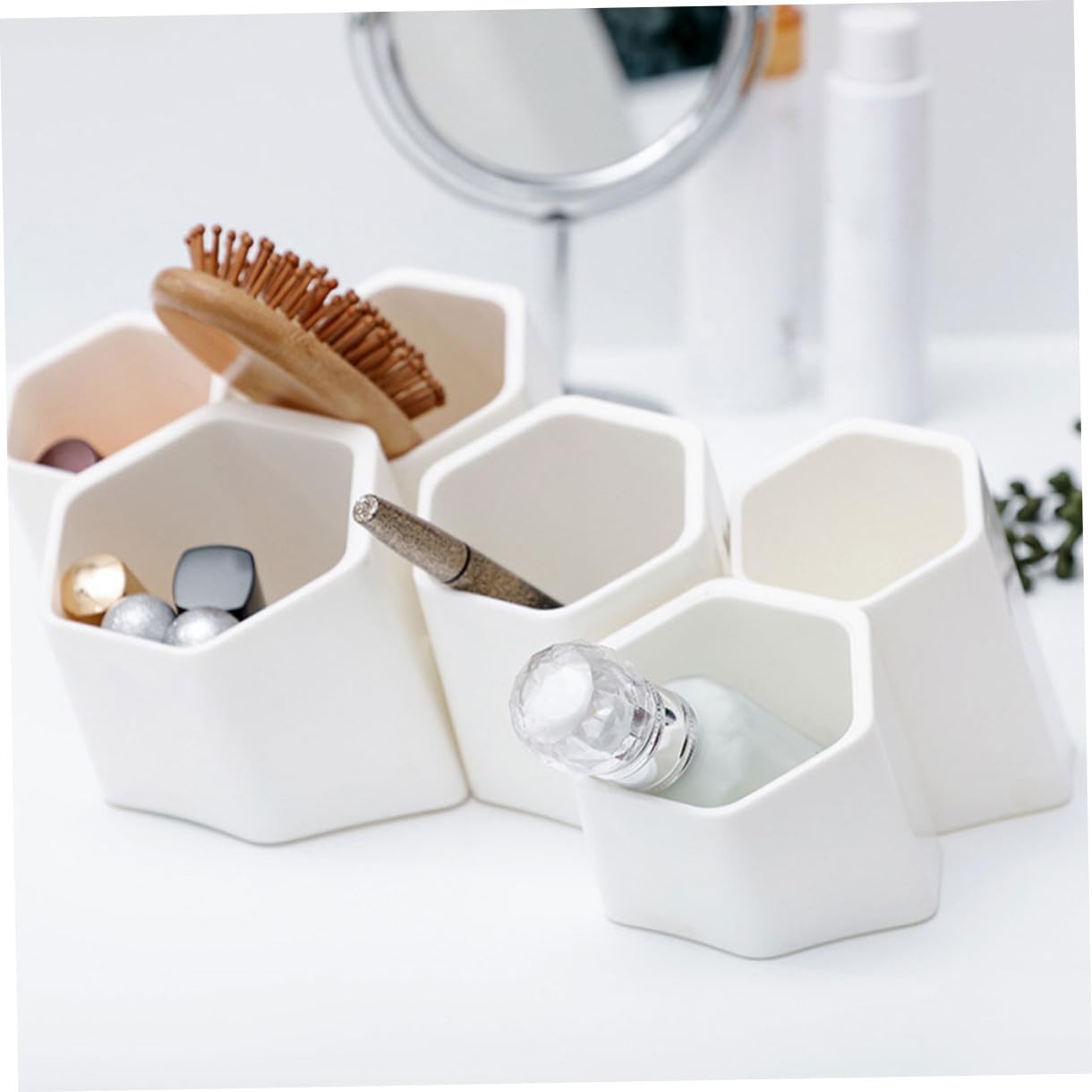 Contenitore per Penne Creativo Multifunzione da Parete da Scrivania in Plastica Bianca, Organizzatore Portapenne per Studenti e Ufficio, Supporto da Tavolo Versatile