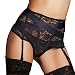 Shymay Women's Shaper Garter Belt Black Lace Tummy Control Stretch Suspender Belt, Black, Large