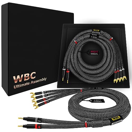WORLDS BEST CABLES 6tB[g AeBbg - 9AWG - EgsA OFC - v~AI[fBI}jAHiFi oCCXs[J[P[u yA Eminence Gold Banana (x2) & Xy[h (x4