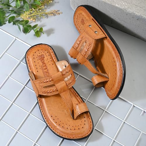 Image of Centrino Men's Slippers | Kolhapuri Style Chappals with Soft Cushioned Footbed | Comfortable & Durable | Traditional Yet Stylish Footwear for Men (9552)