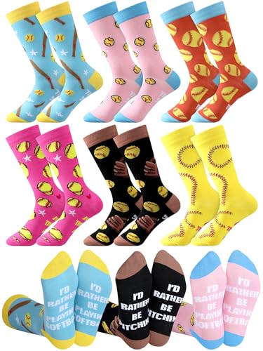 Hercicy 6 Pairs Funny Softball Socks