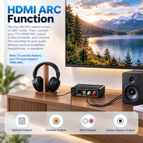 Image of ZORBES 192KHz HDMI Audio Extractor to Optical Coaxial RCA 3.5mm, 5.1 CH