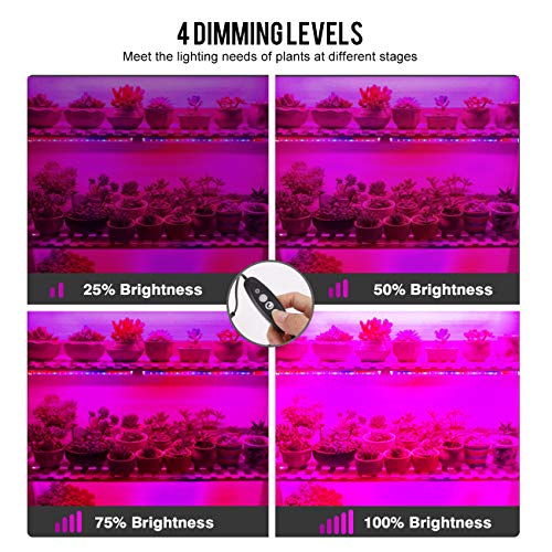 4 Pack LED Grow Light with Timer, 40W T5 Grow Lights Strip Grow Lamp Bar 4 Levels Brightness Dimmable for Indoor Tent Greenhouse Gardening Hydroponics Plants Veg Flower Seedlings - Thumbnail 5