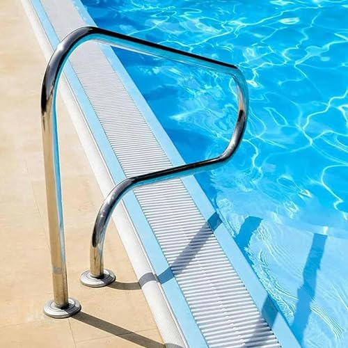Pasamanos de seguridad para piscina, barandilla de acero inoxidable 304, pasamanos de piscina para piscinas y parques acuáticos, color plateado inoxidable