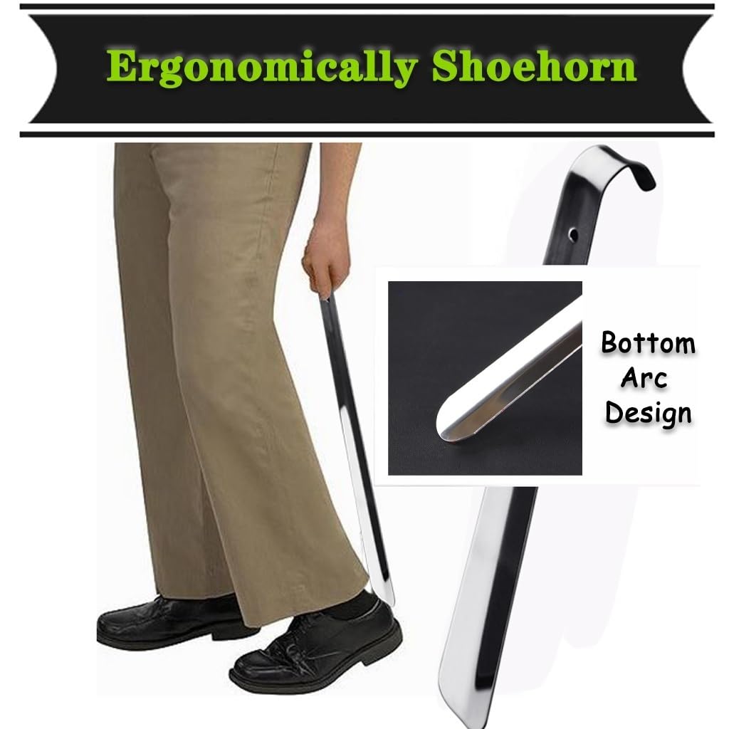 Cuchara para zapatos duradera de acero inoxidable, ayudante para zapatos para embarazadas en el hogar, levantador de zapatos ergonómico, calzador de mango largo de varios tamaños (color: plateado, t