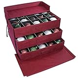 612 Vermont Christmas Ornament Storage Box with 3 Pull-Out Trays, Adjustable Acid-Free Dividers,...