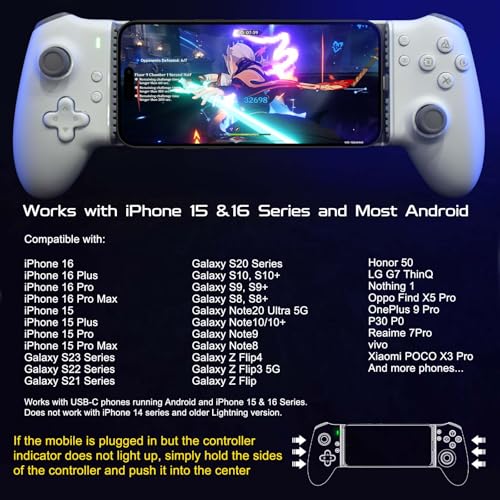 Joso Mobile Gaming Controller (USB-C) - Plug & Play with Hall Effect Joystick/Triggers, 2 Back Buttons, for Cloud/PS/Xbox/PC Remote Play, Universal Phone Gamepad - Thumbnail 5